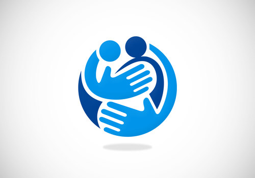 family care hands abstract vector logo