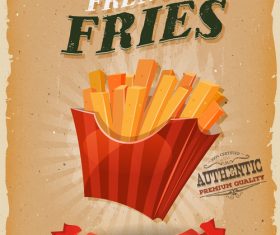 french fries poster template retro vector