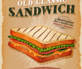 french sandwich poster template retro vector