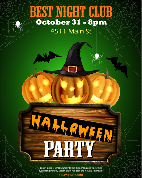 halloween party poster template design vector 01