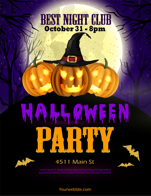 halloween party poster template design vector 02