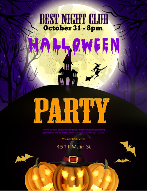 halloween party poster template design vector 03