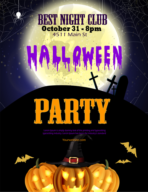 halloween party poster template design vector 04
