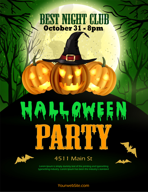 halloween party poster template design vector 06