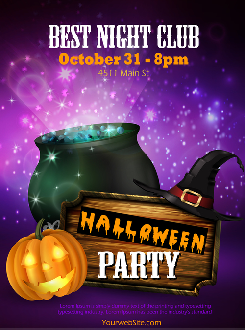 halloween party poster template design vector 08
