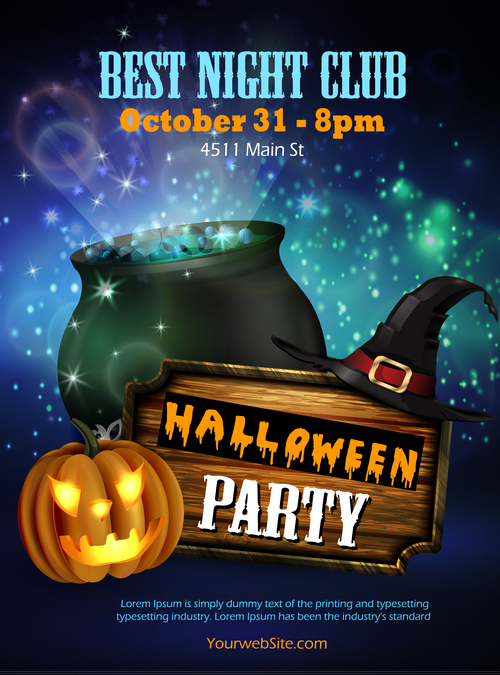 halloween party poster template design vector 09