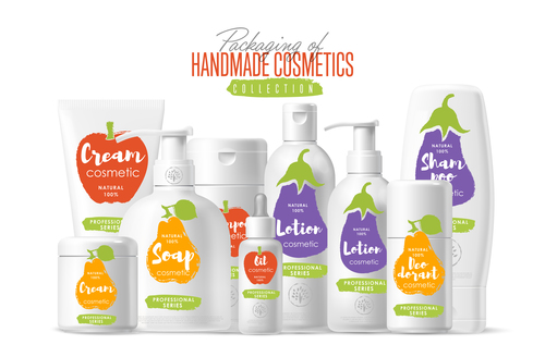 handmade cosmetics packaging design vector 03