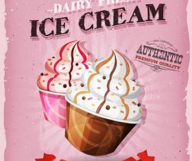 ice cream poster template retro vector
