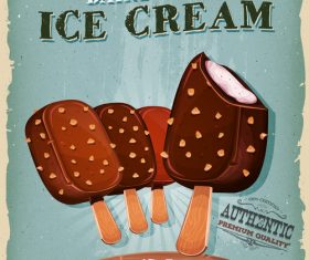 ice cream sticks poster template retro vector