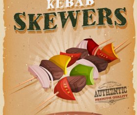 kebab skewers poster template retro vector