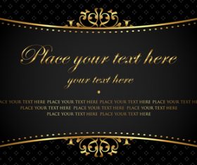 luxury black and gold invitation card vectors 01