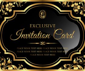 luxury black and gold invitation card vectors 02