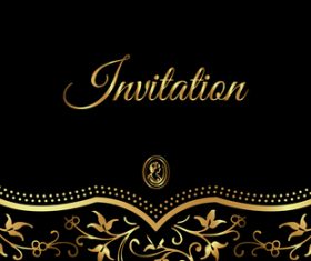 luxury black and gold invitation card vectors 03
