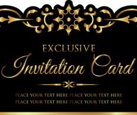 luxury black and gold invitation card vectors 05