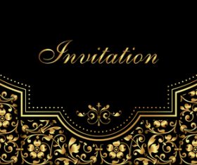 luxury black and gold invitation card vectors 06