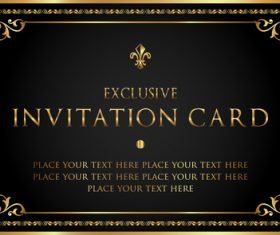 luxury black and gold invitation card vectors 07