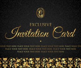 luxury black and gold invitation card vectors 08