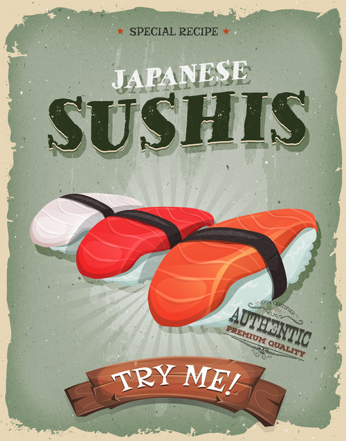 poster sushis poster template retro vector