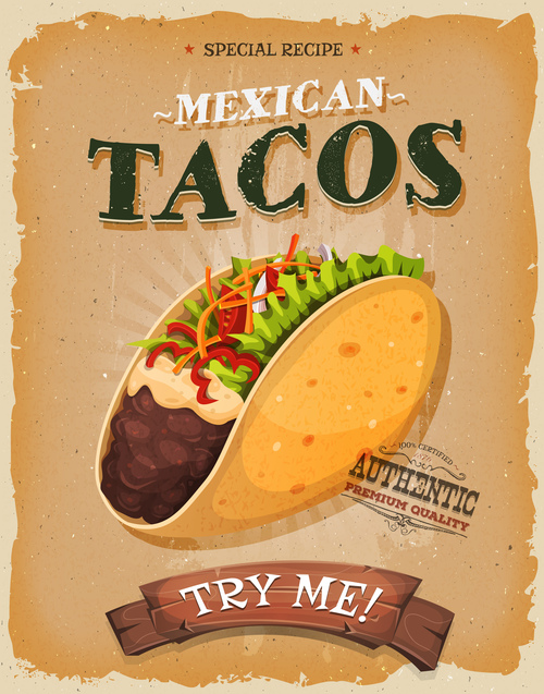 poster tacos poster template retro vector