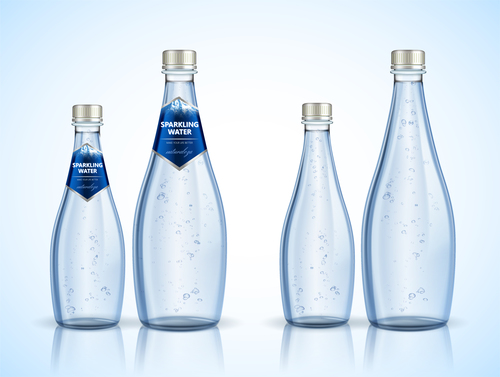 sparkling water bottle backage vector