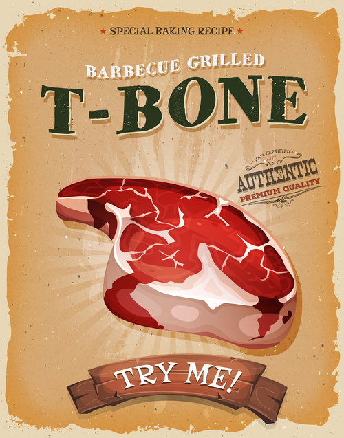 t-bone poster template retro vector