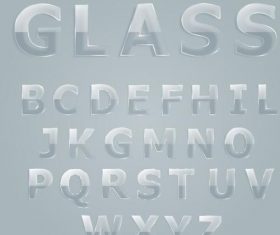 transparent glass alphabet vector
