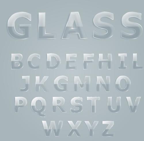 transparent glass alphabet vector