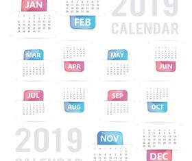 2019 calendar template design vectors