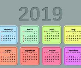 2019 cards calendar template vector 02