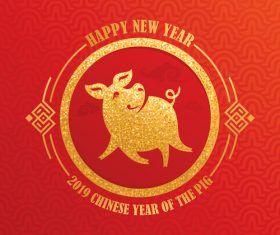 2019 chinese year of the pig red background vector 03