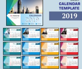 2019 company desk calendar template vector 01