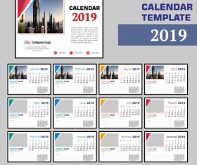 2019 company desk calendar template vector 02