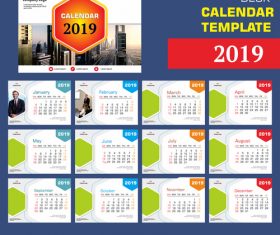 2019 company desk calendar template vector 03