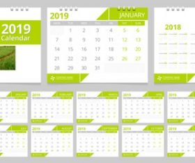 2019 desk calendar template vector design 02