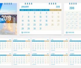 2019 desk calendar template vector design 05