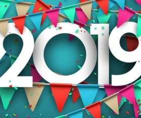 2019 new year background with colored flag vectors