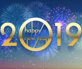 2019 new year background with festvial firework vector