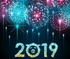 2019 new year background with firework vector