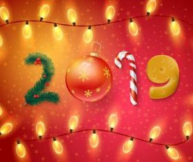 2019 new year background with light bulb frame vector