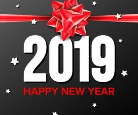 2019 new year background with red ribbon bow vector