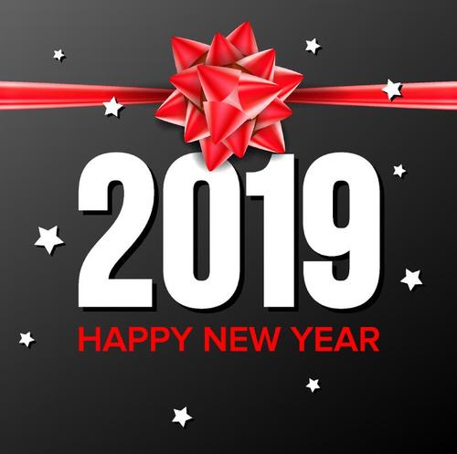 2019 new year background with red ribbon bow vector