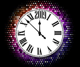 2019 new year clock background vector 01