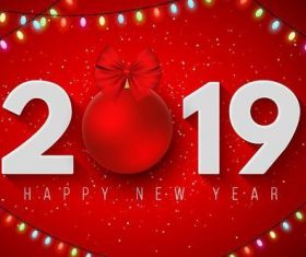 2019 new year design with red background vector