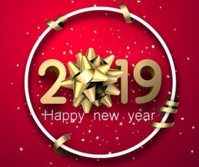 2019 new year design with red background vector