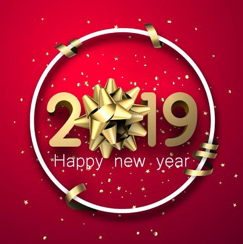 2019 new year design with red background vector