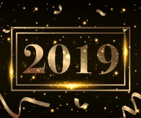 2019 new year golden decor with black backgorund vector 03