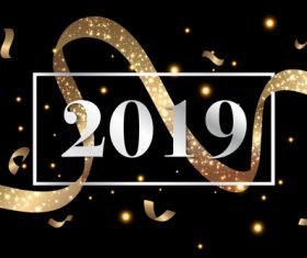 2019 new year golden decor with black backgorund vector 04