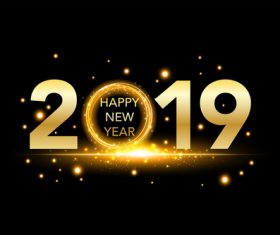 2019 new year golden decor with black backgorund vector 06