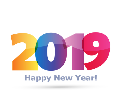2019 new year text design vectors set 01