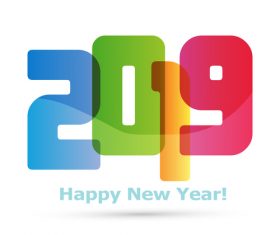 2019 new year text design vectors set 02